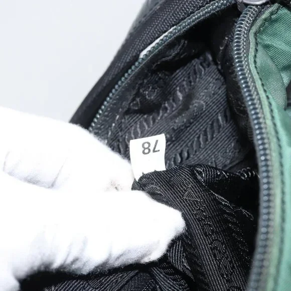 Authentic PRADA Shoulder Bag Nylon Khaki Silver - Picture 4 of 16